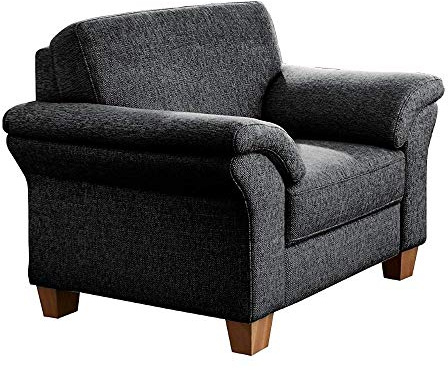 CAVADORE Sessel Byrum / Großer 1-Sitzer im Landhausstil mit Federkern / Passend zur edlen Sofagarnitur Byrum / 101 x 87 x 88 / Flachgewebe: Grau