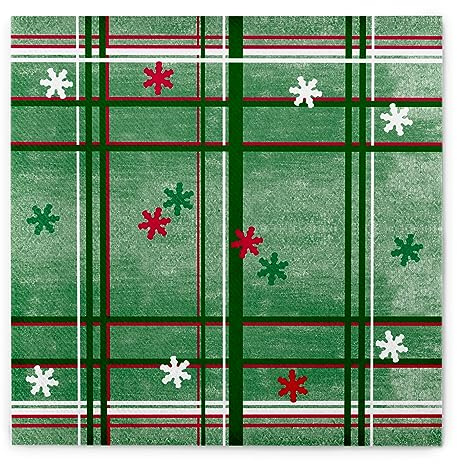 Sovie HORECA Weihnachtsserviette Tim in Grün-Rot aus Linclass® Airlaid, Serviette stoffähnlich mit Wintermotiv, ideal für Winterfeiern & Weihnachten, 40x40cm, 50 Stück