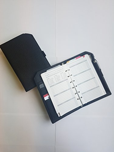 HelfRecht Ringbuch Classic aus Leder/Wochenplaner/Terminplaner/Terminkalender bis Dez. 2024 - schwarz - 13-mm Ringmechanik