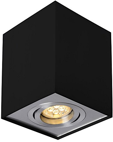 NCC-Licht LED Deckenleuchte Aufbauleuchte Deckenspot Downlight Eckig 6,5W GU10 2700K warmweiß Aluminium schwarz schwenkbar