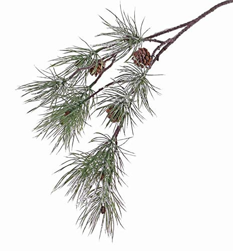 artplants.de Künstlicher Zweig Tannenzweig Caleb mit Zapfen, gefroren, 80cm | Mit Tannenzapfen, gefrostet – künstliche Blätter/Kunstpflanze