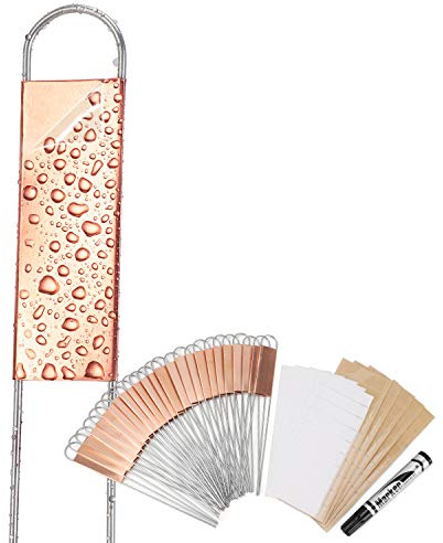 Wanapure 25PCS Copper Metal Plant Tags Plant Labels with 50Pcs Labels, Rainproof PET Film & Permanent Pen, 8 Weatherproof Banner Garden Markers, Marking Protection Seedling Signs Nursery Tags
