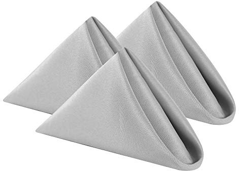 Stoffservietten, 43,2 x 43,2 cm, waschbar, Polyester, weiche Tischservietten für Hochzeit, Party, Esszimmer, Bankett (Silber, 25 Stück)