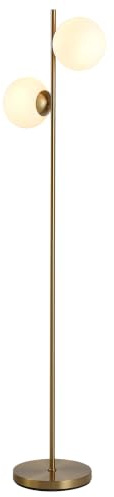 HOMCOM Stehlampe für Wohnzimmer mit 2-teiligem Glas-Lampenschirm, 2 E27 | Stehleuchte, Standleuchte, 2 E27 Fassung, für Schlafzimmer, exkl. Glühbirne