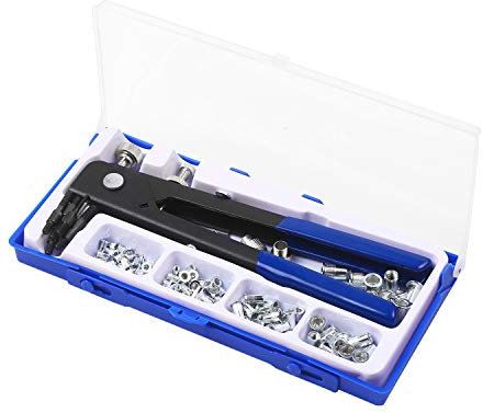 VISLONE 86PCS Nietmutter Werkzeugsatz Set Blindnietmutter Handnietschlüssel Schraubengewinde Einsatz Nietmutter Pistole mit metrischen Nietmuttern Sortiment M3 M4 M5 M6 M8