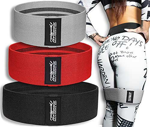 Raigeki Fitness Fitnessbänder Stoff Widerstandsbänder [3er Set] (+ Trainingspläne) Loop Resistance Bands Trainingsband für Hip Beintraining, Krafttraining, Booty Bands (S-R-W)