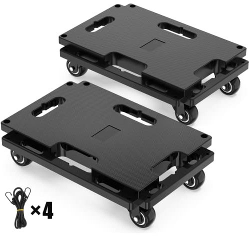 SOLEJAZZ Moving Furniture Dolly Connectable, 136KG Capacity Piano Moving Dolly, Heavy Duty 4 Wheel Moving Cart for Moving Heavy Furniture, Black, 2 Pack