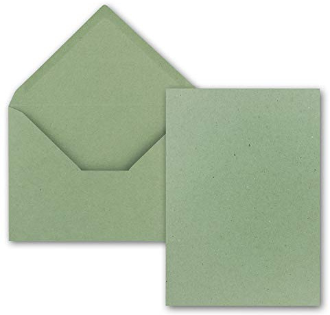FarbenFroh by GUSTAV NEUSER 25x Einzelkarten Set Kraftpapier mit Briefumschlägen DIN A6 / C6 in Grün - 14,8 x 10,5 cm - ohne Falz