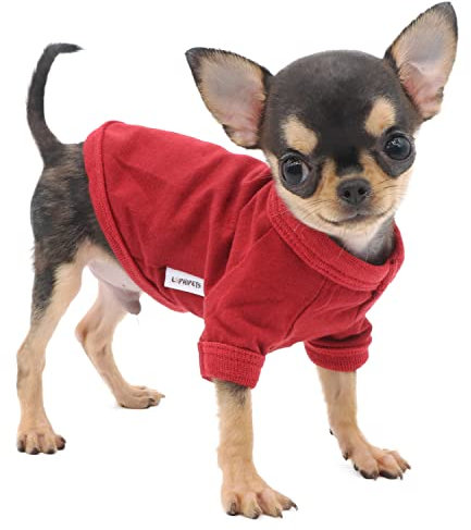 LOPHIPETS 100% Cotton Dog Tee Shirt for Small Dogs Teacup Chihuahua Yorkie Puppy Clothes-Red/XXS