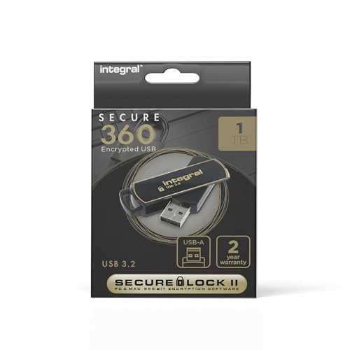 Integral 1TB Secure360 256-Bit Software Encrypted 3.0 USB Stick - Funktionierende & verschlüsselte Doppelpartition, intelligenter Schutz vor Passwortangriffen & 360 Grad drehbares Gehäuse