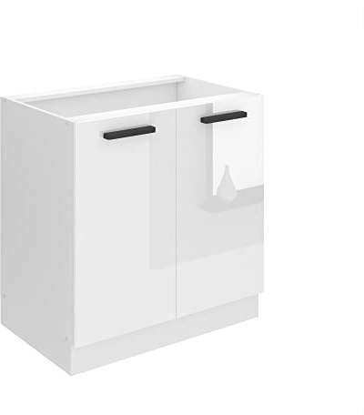 Belini Unterschrank SD 80 cm, ohne Arbeitsplatte, Weiß Hochglanz | Küche, Küchenunterschrank Breite, Küchenschrank mit 2 Türen