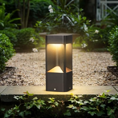 3000K Pathway Lights Black Landscape Path Light Outdoor Waterproof Garden Floor Lamp Modern Walkway Lights LED Warm Light Bollard Lighting Hardwired Aluminum Lawn Post Lights for Entrance Patio Porch
