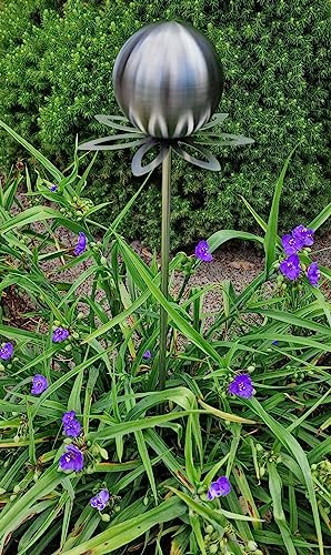 Jürgen Bocker Garten-Ambiente Blütenzauber Paris Rosenkugel 10 cm Edelstahl Gartenstecker Deko mit Stab 80 cm (schwarz matt)