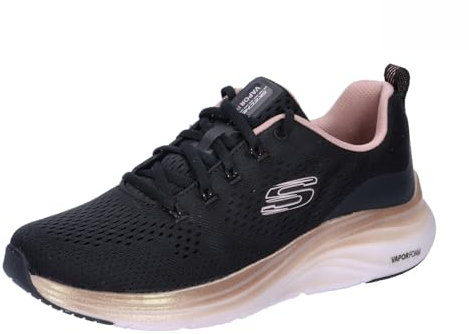 Skechers Women's Vapor Foam, Black Mesh Rose Gold Trim, 39.5 EU