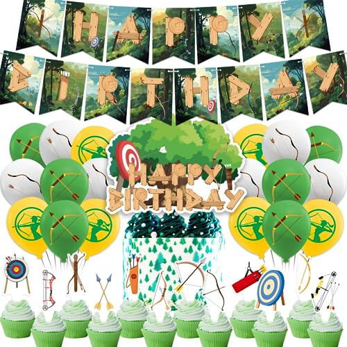 Bogenschießen Party Dekorationen Bogenpfeile Jagd Geburtstag Dekorationen Beinhaltet Bogenschießen Geburtstag Banner Kuchen Topper Cupcake Toppers Ballons
