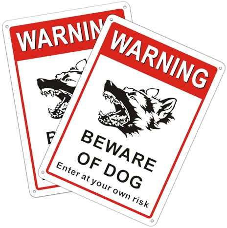 2-pack Attention the Dog Signs Watch Out of the Dog Signage Door Sign Gate Wall Fenster Hence Hangen Sign Pet signs, Aluminium 18x25cm (Red-attention dog)