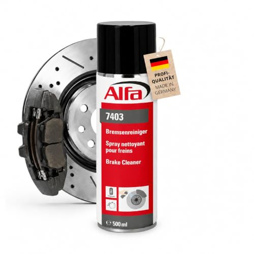 Alfa Bremsenreiniger 500 ml Spray – rückstandsfreier Kraftreiniger | Profi Qualität – Kraftvoller Schnellentfetter entfernt Öl, Fett und Harze rückstandsfrei für Wartung, Reparatur und Montage