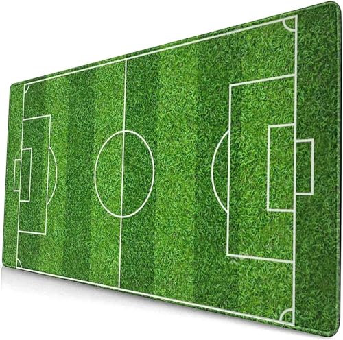 XXL Gaming Mauspads 1200x600x2mm Fußball Grün Mauspad Groß Schreibtischunterlage Langlebig und Anti-Rutsch mit vernähte Kanten für Home Office Arbeit Spiel