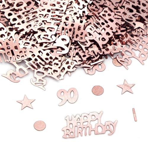 90 Birthday Confetti, 90th Rose Gold Metallic Foil Sequins Table Scatter Sprinkles for 90 Years Birthday Party Anniversary Table Party Decorations 15g A3MGSRZX (90th)