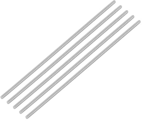 QUARKZMAN 5 Stück Gewindestangen, M6 x 300mm, 304 Edelstahl, Gewindestab mit metrischem Vollgewinde, M6-1 Gewindestift für Möbel- und Maschinenmontage