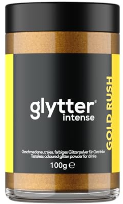 Glytter Glitzerpulver INTENSE für Getränke XXL(gold rush) - essbarer Glitzer für Drinks & Flüssigkeiten, z.B. für Sekt, Cocktails - trinkbares & geschmacksneutrales Glitzerpulver MADE IN GERMANY | essbarer Glitzer zur Dekoration von Getränken und Flüssigkeiten , geschmacksneutral, farbintensiv