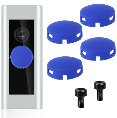 2 Set Kit Pulsanti Campanello, 4 Coperture in Silicone e 2 Viti in Metallo Resistenti ai Raggi Ultravioletti Impermeabili Sostituzione Pulsanti Campanello per Ring Doorbell Pro (Blu)