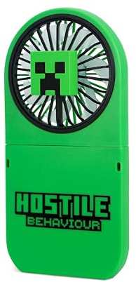 OTL Technologies MC1235 Minecraft Portable, Foldable, Rechargeable Handheld Mini Fan - Green