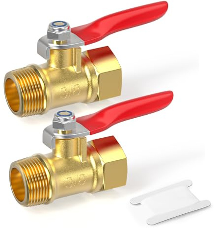 GORAGUCHI Heavy Duty Air Compressor Brass 3/8 Mini Ball Valve Shut Off Switch,Male x Female3/8 NPT Thread Pipe Fitting (2PCS)