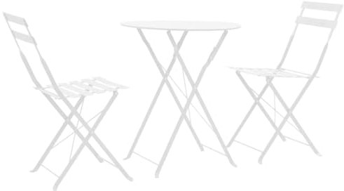 AJJHUUKI Gartenmöbel-Sets, 3-teilig, Bistro-Set, Stahl, Weiß