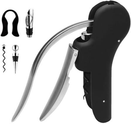 Apribottiglie per vino manuale, kit apribottiglie per vino – 5 apribottiglie design cigno – apribottiglie Quick Swan Design per bar con taglio, ago in acciaio, tappo per vino