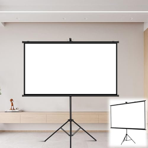 Hoiweqr Stativ-Leinwand 60 Zoll 72 Zoll, Mobile Transportable 4K Full-HD Leinwand, Beamerleinwand, Projektionsleinwand für Drinnen Und Draußen mit Ständer für Filme Oder Präsentationen(16:9,60in)