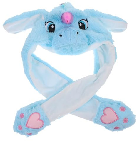 VICASKY 1Stk -Kappe tiermütze tierkostüme einhornkostuem unicorn costume geburtstagshüte Outfit flauschige Mütze Tierohrhut Plüsch- Ohr bewegender Hut Kaninchenfell Blue