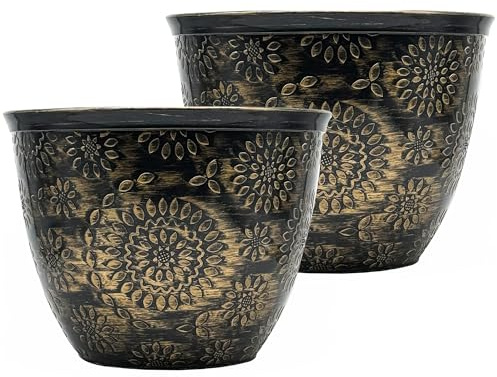 SG Traders Pack Of 2 X-Large Plastic Round Chengdu Garden Plant Pots Planter Indoor Outdoor Pots Top Diameter Flower Pot with Drainage Holes, Beautiful Planters for Your Garden Needs (40cm)