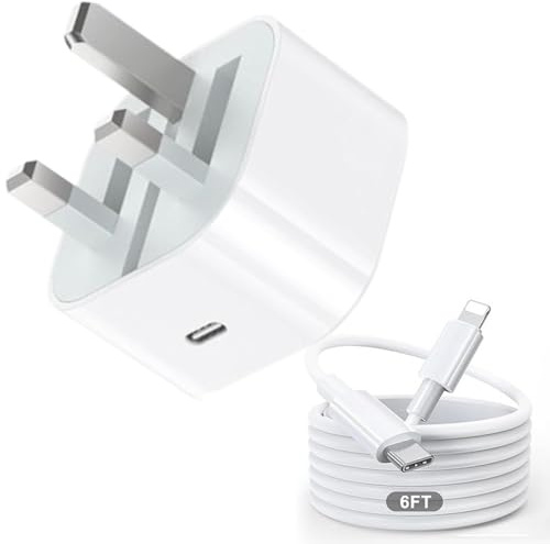OneKer iPhone Fast Charging Plug,2‑Pack PD 20W USB C Wall Plugs with 2M USB‑C to Lightn-ning Cables for iPhone 14 Pro Max/14/13 Pro/13 Plus/12 Pro/12 Mini/11/XS/XR/8/7/6