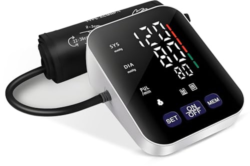 Ecoret-Pro Misuratore Pressione da Braccio, Misuratore Pressione LCD Digitale, Automatico di Pressione Sanguigna del Polso del Monitor di Battimento di Cuore Frequenza di Polso, Schermo Grande