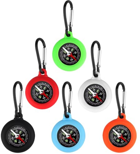 6 Stück Kompass Kinder Kompas Outdoor Compass mit Karabinerhaken Taschenkompass,Funktioneller Kompass Schlüsselanhänger Kinderkompass Survival Ausrüstung Peilkompass für Outdoor Camping Wandern Reisen