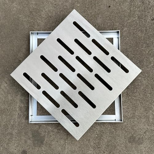 Drenaje para construcción Rejilla de drenaje de metal, protectores de drenaje extraplanos para detener las hojas, cubierta de rejilla de acero inoxidable para desagües exteriores/jardines.(25cmx25cm)