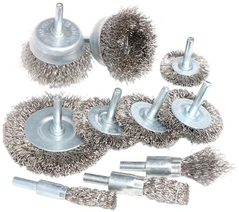 Hiqalty 10PCS Stainless Steel Wire Wheel Brush Set,Cup Wire Brush for Drill with 1/4 Inch Shank, Wire Brushes for Cleaning Rust Removal, Corrosion & Scrub Surfaces