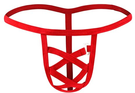JFAN Herr tanga underkläder string tangas och tangas kalsonger herrtrosor jockstrap andas låg midja G-string, röd, one size