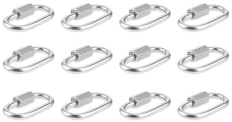 Twcyws 12Pcs Small Carabiner Clips 304 Stainless Steel Heavy Duty Carabiners M3.5 Locking Carabiners Quick Chain Link Key Ring Clips with Screw for Camping Hiking Swing Hammock
