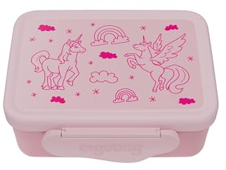 ergobag Portamerenda in acciaio inox Unicorno - Pink | Con scomparto separato e snack box, lavabile in lavastoviglie per un utilizzo pratico ogni giorno