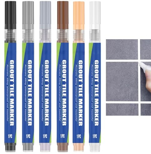 6PCS Grout Pen, Tile Grout Pen White Wall Repair Pens, Tiles Grout P/en Wall Repair Pe/ns,Tile Grout Reviver P/ens for Bathrooms Kitchen Floor Tile, Wa/ll Lines,Quick & Easy Application