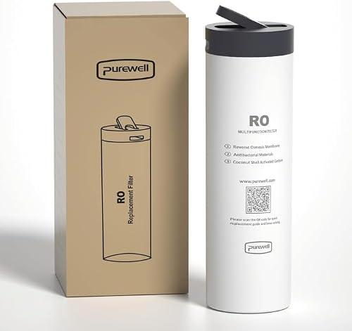 Purewell Purificateur d'Eau Portable RO - Filtre à Eau Survie 10 Étages avec UV, Taux Dessalement 95% - Système de Filtration pour Camping, Randonnée, Voyage en VR et Urgence
