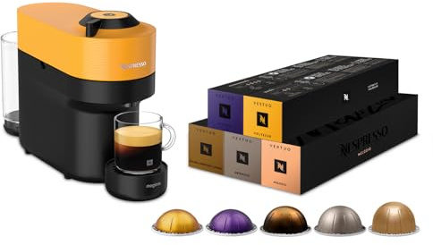 Nespresso Machine à café Vertuo Pop, Jaune Magimix Vertuo - Bundle 50 Capsules