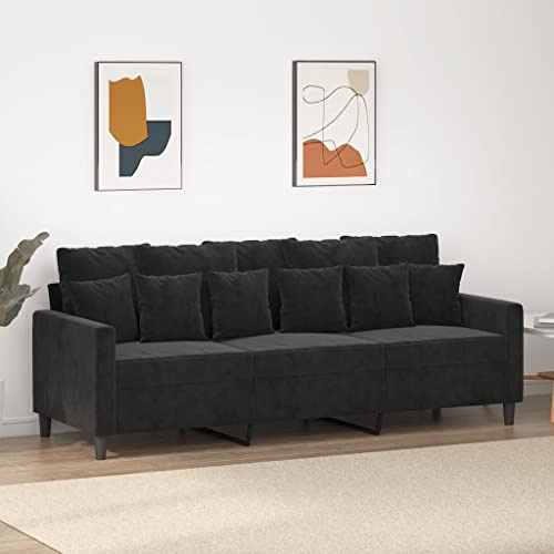 Frdhee Sofa Wohnzimmer, Bodensofa, Sofas, Loveseat,3-Sitzer-Sofa Schwarz 180 cm Samt Fürs Wohnungen, Schlafzimmer, Büro, Kleinen Raum