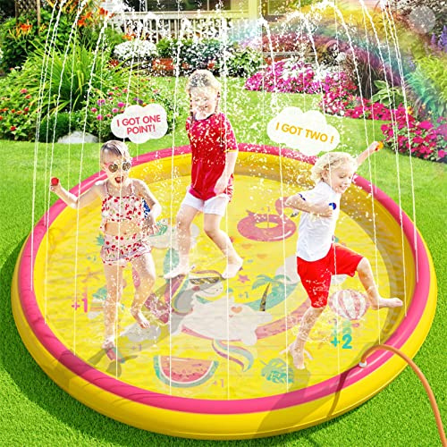 Peradix Splash Pad,Tapete de Agua Chapoteo,Almohadilla Aspersor de Juego PVC, Salpica de Jueg Agua para Actividades Juegos Aire Libre para Niños Familiares/Playa/Jardín (Naranja)