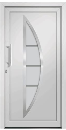vidaXL Porte d'Entrée Principale Sécurité Charnières Réglables 3D Serrure à Tête de Champignon à 5 Points Extérieur Maison Blanc 98x200 cm