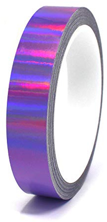 Finest Folia (0,79€/m) 10 Meter Hologramm Zierstreifen Basteln Möbel Auto Motorrad Modellbau Deko Dekorstreifen Klebestreifen selbstklebend DIY (Hologramm Lila, 10mm Breite)