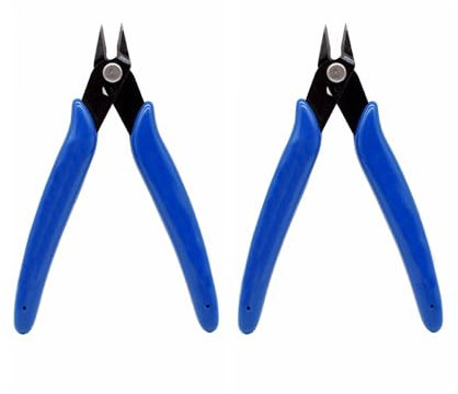 2 Pcs Electrical Wire Cable Cutter,5 Micro Cutting Plier Diagonal Side Cutter Flush Cutter for Coil DIY Jewelry Craft Model-Making Cutting Zip-Ties