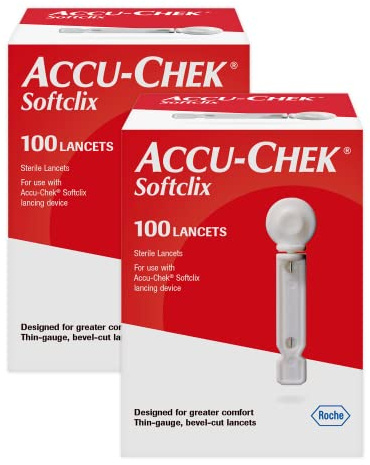 Accu-Chek Softclix Diabetes Lancets for Diabetic Blood Glucose Testing (2 Packs of 100) (Packaging May Vary)